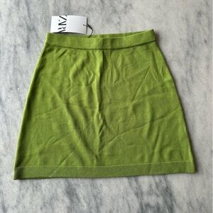 Zara A-Line Mini Knit Green Skirt New With Tags Size Small